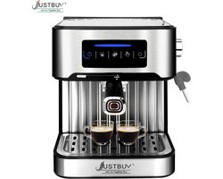 N.lux - Espresso apparaat - Geniet van barista-kwaliteit thuis met het LCD touch espresso koffiezetapparaat - Met Semi-Automatische pomp En cappuccino melkopschuimer - Koffiemachine - Zilverkleurig - Voor gemalen koffie