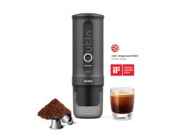 OutIn Nano - draagbare elektrische espressomachine - stijlvol en solide - verwarmt water - capsules & gemalen koffie - 20 bar - draagbare koffiemachine - reis & camping koffiezetapparaat 12 volt