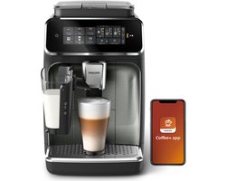 Philips 3300 Series LatteGo EP3349/70 - Espressomachine - 5 Soorten Koffie + Heet Water - Black Panthera - + AquaClean Filter