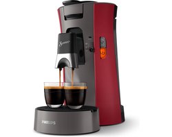 Philips Senseo Select CSA230/90 - Koffiepadmachine voor max 2 Kopjes Koffie - Exclusief Koffiepads - Dieprood / Kasjmiergrijs