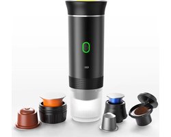 Rakmishop - Draagbare elektrische espressomachine - 3 in 1 - Reis koffiezetapparaat - Auto koffiezetapparaat - Capsules en gemalen koffie - 80ml - Zwart