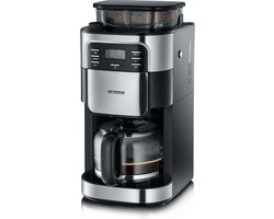 Severin KA 4810 Filter Koffiezetapparaat met bonenmaler - Glazen kan - Aromaselectie - Timerfunctie - Zwart / Rvs