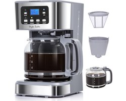 Taylor Swoden Pewter - Koffiezetapparaat - Filterkoffie - 1.5L/ 12 Kopjes - met Glazen Kan - Instelbare Koffie Sterkte - 950W - RVS