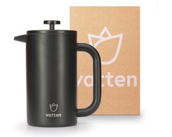 Vatten® Premium RVS French Press - Zwart - 1 Liter - Dubbelwandige Koffiemaker - Cafetière