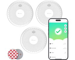 Agunto AGU-SD1 Slimme Rookmelder en CO melder 3 stuks - Melding via app - EU EN14604 - WiFi - Rookmelder - Koolmonoxidemelder