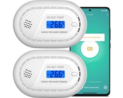 Aroha Smart Connect Koolmonoxidemelder - 10 jaar batterij - Slimme CO melder met app Tuya & SmartLife app via WiFi - Smart koolstofmonoxidemelder, CO meter & CO gas detector - Multipack 2 set