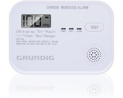 Grundig CO Melder - Koolmonoxidemelder 10 Jaar Batterij - Co Meter met LCD Scherm, Laag Batterij Niveau Alarm en Sensorfout Alarm - Co2 Melder 85dB Alarm - Wandmontage - Wit