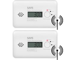 SAVS C10-W Draadloos koppelbare koolmonoxidemelder 2-pack - LinkSmart® - Optioneel WiFi - LCD Display - CO melder