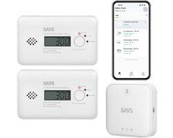 SAVS LinkSmart® Slimme bundel - 2 C10-W Koolmonoxidemelders en G10 Gateway - Werkt via app - WiFi - Draadloos RF koppelbaar - CO melder - Smart home