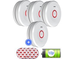 USAFE® Rookmelder set van 4 - Rookmelders met 10 jaar batterij - Brandmelder met Magneetmontage, 85dB en LED Alarm