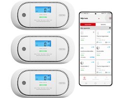 X-Sense XC01-M Slimme koolmonoxidemelder met WiFi - 3 Koolmonoxidemelders - Link+ Pro - Werkt via app - Draadloos RF koppelbaar - LCD Display - CO melder