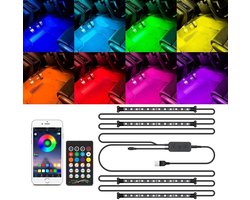 Ambient Light Auto Interieur RGB LED verlichting - Led strips - Led light strip - Auto Accessories - USB plug - 12V - Bestuur via App en Afstandsbediening - Voice Control