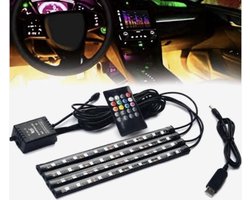 Auto Interieur Led Verlichting| Auto Led Verlichting | Auto Led Binnen Verlichting | Auto Sfeerverlichting | LED Verlichting met Afstandsbediening | LED Lamp Muziek |USB Variant | Sinterklaas Cadeau | Kerst