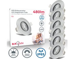 B.K.Licht - LED Badkamer Inbouwspots - set van 6 - badkamerverlichting - IP65 - chroom - 9 x 4,2 cm (DxH)