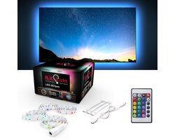 B.K.Licht - LED strip - 2 meter - RGB - Auto USB - afstandsbediening - zelfklevend - voor TV/PC - gaming accesoires