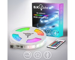 B.K.Licht - Led Strip - 3 meter - USB - RGB - dimbaar - met afstandsbediening