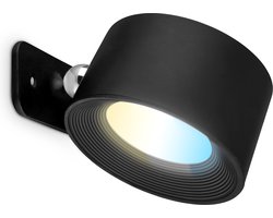 B.K.Licht - Oplaadbare Wandlamp - zonder voeding - met oplaadbare batterij - magnetisch - 360° draaibar - dimbaar - CCT - Zwart