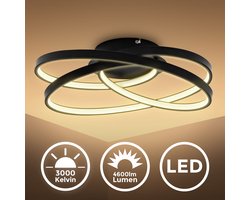 B.K.Licht - Plafondlamp LED Ringen - zwart - l: 39cm - 3.000 K - 35W