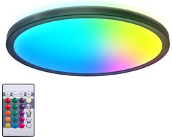 B.K.Licht - RGB LED Plafonniére - zwart - dimbaar - met indirecte licht - met afstandsbediening - Ø29cm