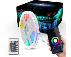 B.K.Licht - Smart LED Strip 5 meter - dimbaar - WiFi Lightstrip - google home  - RGB wit en gekleurd licht - siliconencoating - met app ondersteuning - zelfklevend - incl. afstandsbediening