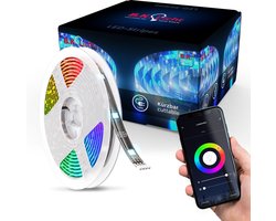 B.K.Licht – Smart Wifi LED Strip - 2 meter – Auto USB - slimme licht strip - RGB - App - met siliconen coating – zwart TV light strip