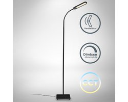 B.K.Licht - Zwarte Vloerlamp - CCT - dimbaar staanlamp - h: 135cm (max. ca. 158,6 cm) - 6.5W