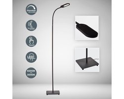 B.K.Licht - Zwarte Vloerlamp - CCT - LED - dimbaar - voor woonkamer - staande lamp met ingebouwde dimmer - staanlamp - leeslamp - 600Lm - 8W