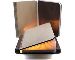 Boeklamp Hout Inclusief Boeklampje/Leeslampje met klem - Met 5 lichtkleuren en Dimfunctie - USB oplaadbaar- Boek Lamp wit hout 21.5x17 cm - Sinterklaas - Kerst Cadeau - Black friday 2024 deals