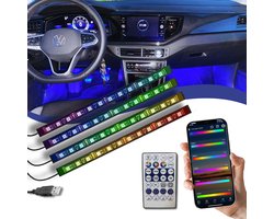 Brakel & Zwaan® Auto led verlichting RGBIC met autolader| 12V/5V | Auto interieur verlichting | sfeerverlichting auto | vrachtwagen accesoires | auto accessories interieur verlichting | Auto verlichting | Led strip auto | Met App en afstandsbediening