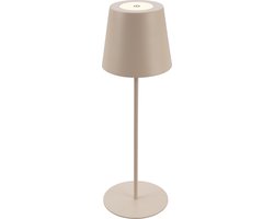 BRILONER - Oplaadbare Tafellamp - snoerloze lamp - met touch dimbaar - met batterij - in hoogte verstelbaar - Ø36 x 10,5 cm - beige