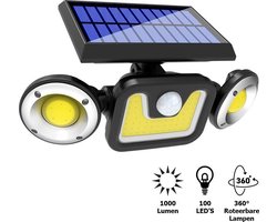 Buitenlamp met bewegingssensor – Buitenverlichting Zonne Energie – Sensor – Solar – Dag Nacht Sensor – 100 LEDS – Zwart – Zeer veel licht - ElectroGoods