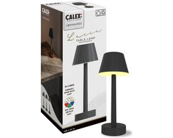 Calex Oplaadbare Tafellamp Lucca - Draadloos - Dimbaar - Warm Wit Licht & RGB - Waterdicht - Decoratie voor Tuin, Woonkamer, Slaapkamer - Sfeerverlichting – Zwart