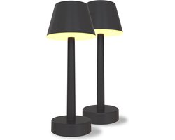 Calex Oplaadbare Tafellamp Lucca - Set van 2 stuks - Draadloos - Dimbaar - Warm Wit Licht & RGB - Waterdicht - Decoratie voor Tuin, Woonkamer, Slaapkamer - Sfeerverlichting – Zwart