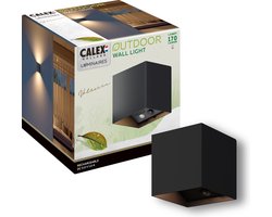 Calex Oplaadbare Wandlamp Kubus - Up & Down Tuinverlichting - Modern Design - Warm Wit Licht - Voor Binnen en Buiten - Waterdicht - Eenvoudige Installatie - Draadloos - USB-C Oplaadbaar - Bewegingssensor - Zwart