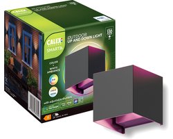 Calex Smart Outdoor Wandlamp - Slimme Up & Down Buitenlamp - Geschikt voor binnen en buiten - RGB & Warm Wit Licht - Straalhoek - Zwart