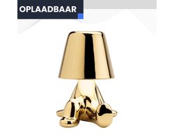 Denker LED Tafellamp Oplaadbaar Goud – Draadloze Lamp Dimbaar – Tafellamp zonder snoer – Bureaulamp Thinker – Het Ideale Kerstcadeau – Nachtlampje Volwassenen - Golden Boy Vinny