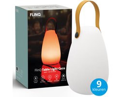 FlinQ Coco Tafellamp - Oplaadbare Tafellamp voor Binnen en Buiten - Draadloze Tafellamp - RGB Lamp en Warm Wit Licht - IP44 - Wit