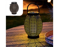 Gadgy Solar Lantaarn Bloem - Solar Tuinverlichting op Zonneenergie - Led Buitenverlichting met dag/nacht Sensor - Tafellamp - Hanglamp - Tuinlantaarn - 24 x Ø 18.5 cm - Zwart - Metaal - Kerstcadeau