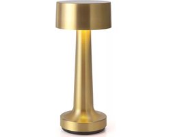 Goliving Tafellamp Oplaadbaar – Draadloos en dimbaar – Moderne touch lamp – Nachtlamp Slaapkamer – 21 cm – Goud