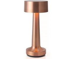 Goliving Tafellamp Oplaadbaar – Draadloos en dimbaar – Moderne touch lamp – Nachtlamp Slaapkamer – 21 cm – Roségoud