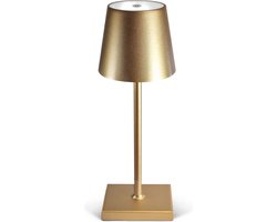 Goliving Tafellamp Oplaadbaar – Draadloos en dimbaar – Moderne touch lamp – Nachtlamp Slaapkamer – 26 cm – Goud