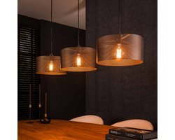 Hanglamp Mesh Round Artic zwart | 3 lichts | 120x30x150 cm | in hoogte verstelbaar | eetkamer / woonkamer | industrieel design | metaal