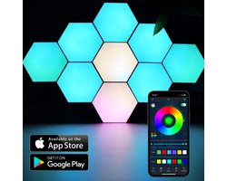 HappyLEDS® Hexagon LED Lights App - Wandlamp Binnen – RGB LED Verlichting - Gaming Accesoires – Hexagon LED Panelen - 6 Stuks