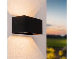 HOFTRONIC Kansas dubbel - Wandlamp - Zwart - IP65 waterdicht - 3000K Warm wit - 12 Watt - Moderne muurlamp - Up down light - zowel geschikt als binnen- en buitenverlichting