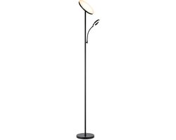 Home Sweet Home - Moderne LED Vloerlamp - 25/25/175 cm - Zwart - Metalen Staande Lamp met Leeslamp - Geïntegreerde LED 7W 3636Lm - Dimbaar - Voor Kantoor en Slaapkamer