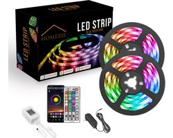 Homezie Led strip | 15 meter | Met app en afstandsbediening | RGB | Zelfklevend | Gaming accesoires | Led lights