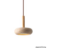 Japandi Living Hanglamp - Beige Wabi Sabi Lamp van Steen - Minimalistische Hanglamp voor Interieur - Japandi & Scandinavisch Design