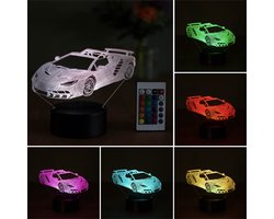 Klarigo®️ Nachtlamp – 3D LED Lamp Illusie – 16 Kleuren – Bureaulamp – Lamborghini - Sportauto - Auto Lamp – Sfeerlamp – Nachtlampje Kinderen – Creative - Afstandsbediening