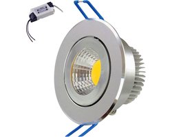 LED Inbouwspot Dimbaar - Warm Wit Licht 2700K - 5W vervangt 45W- Aluminium RVS Kantelbaar