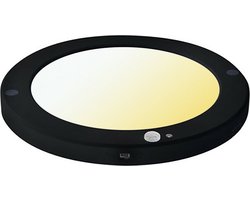 LED Plafondlamp met Bewegingssensor + Dag en Nacht Sensor - 18W - Aanpasbare Kleur CCT - 360° Zichthoek - Opbouw/Inbouw - Rond - Mat Zwart